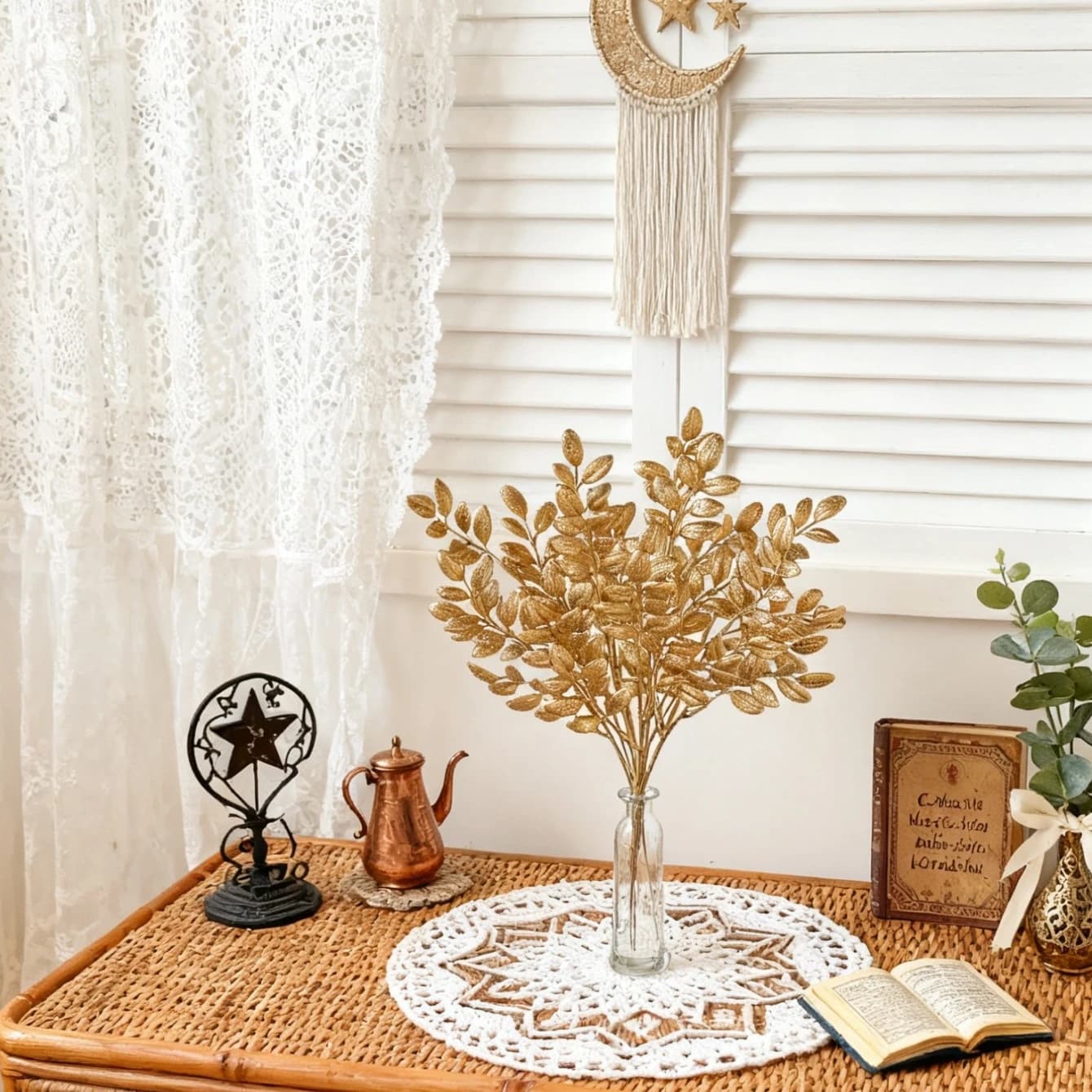 Foglie Dorate Artificiali per Decorazione Casa, Tavolo, Vaso, Ornamento per Esterni, Matrimoni, Feste, Accessori Fai-da-Te, Regalo Decorativo