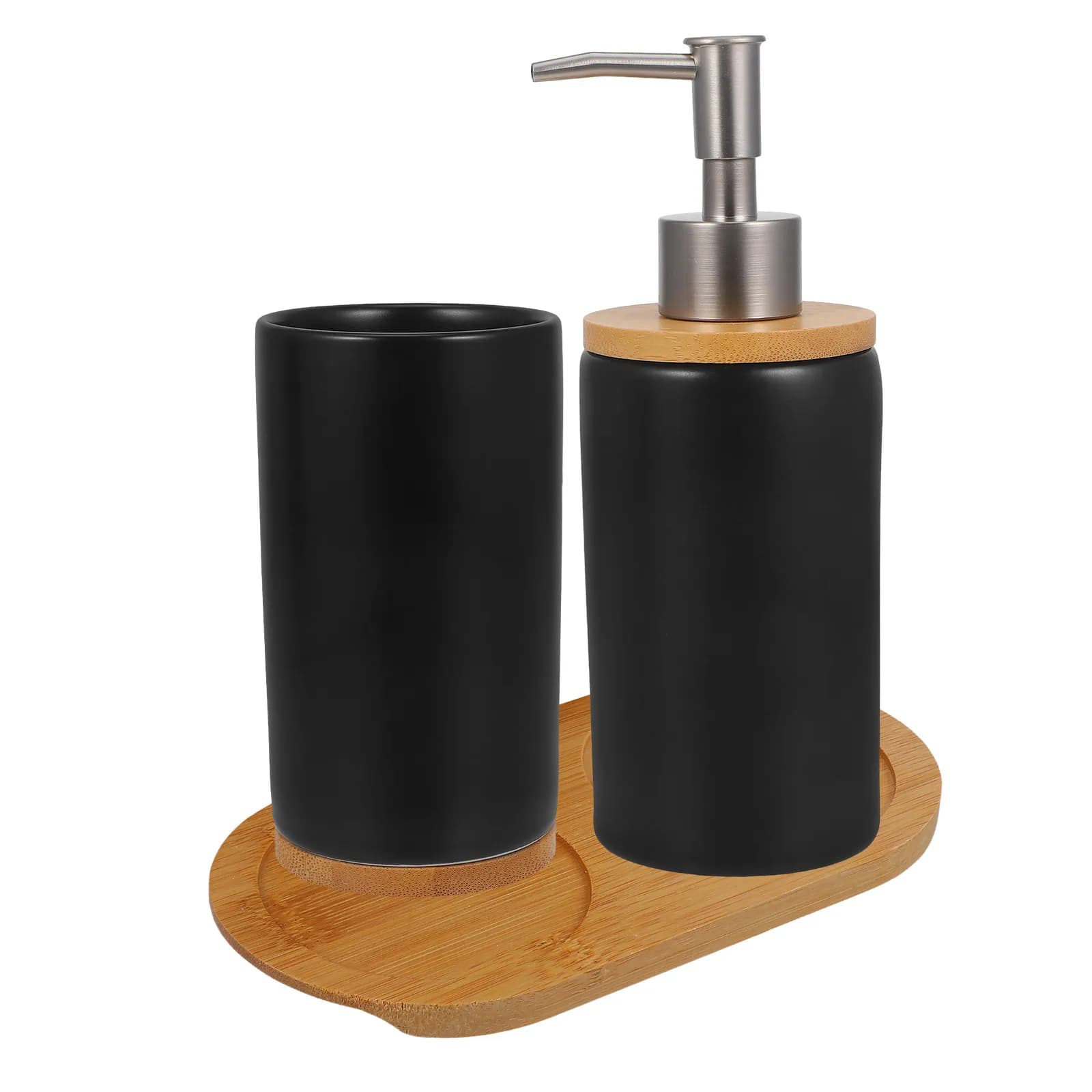 1Set Stylish Bathroom Accessories Set Chic Polished Ceramic Toothbrush Holder Cup Soap Dispenser for Wedding Housewarming Gift