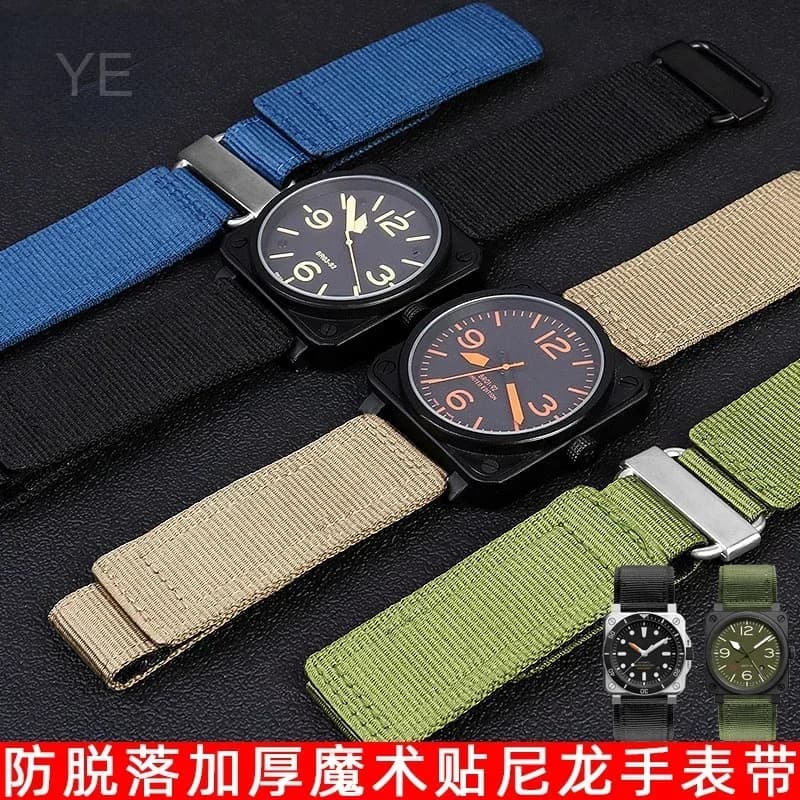 Cinturino per orologio per Bell & Ross Cinturino in nylon morbido addensato BR Chiusura con gancio e anello Accessori per orologi in tessuto 22 24mm da uomo
