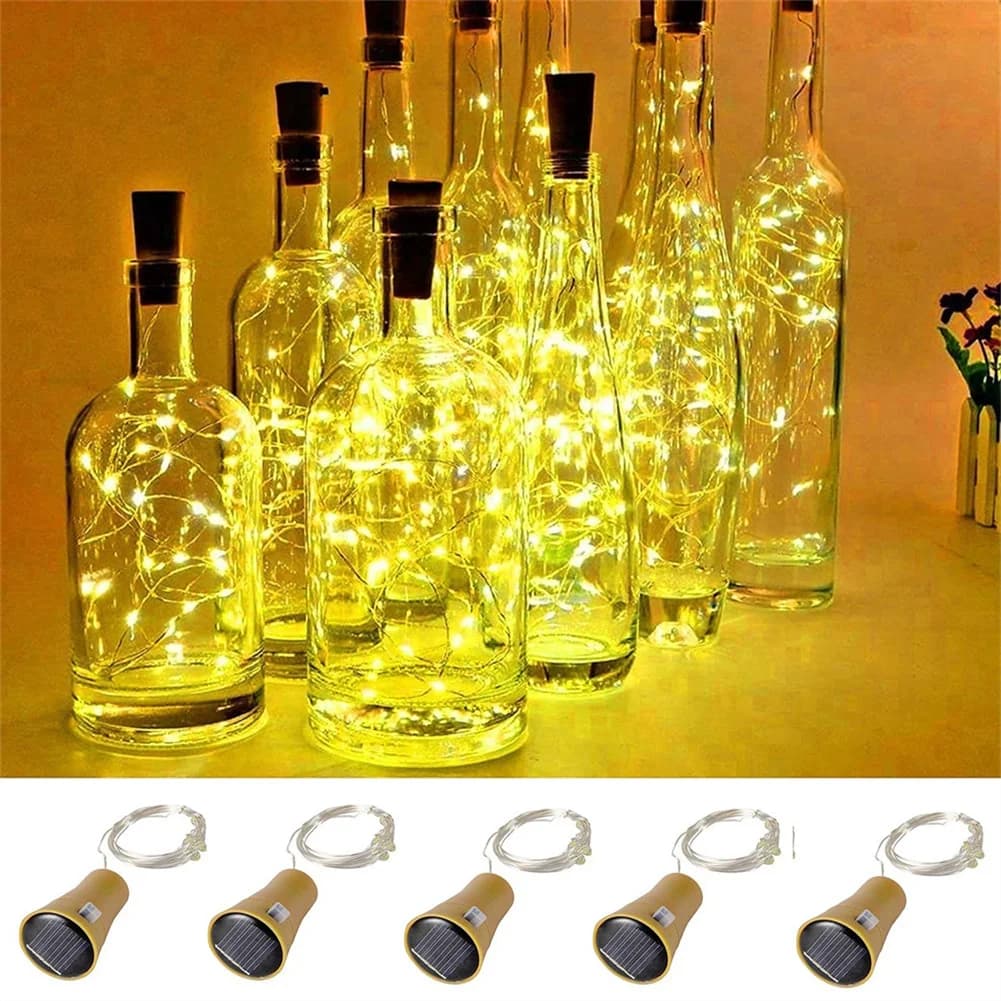 Luci per bottiglie di vino solari 20 LED stringa di sughero solare luce filo di rame fata luce per festa di natale decorazione del giardino di nozze