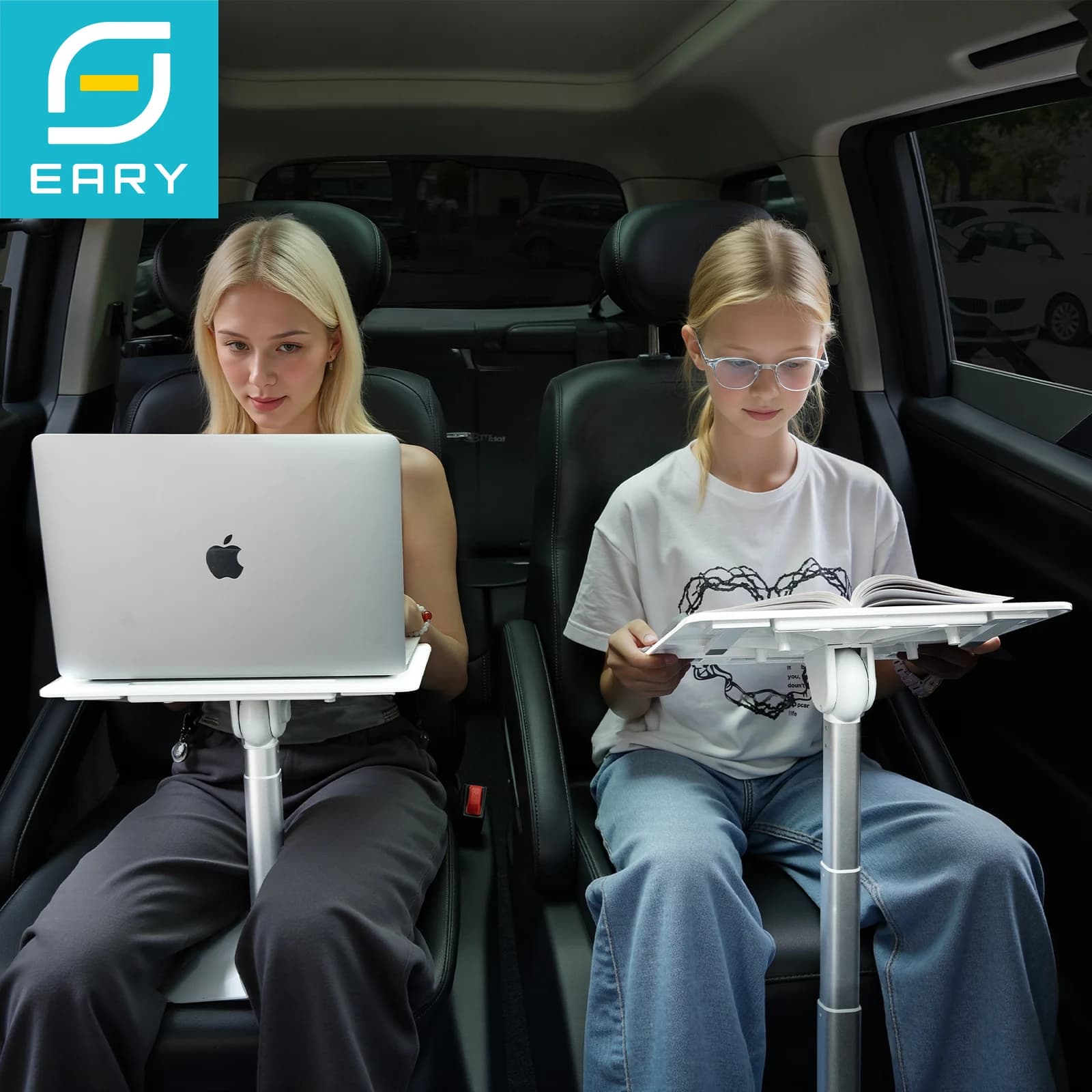 Eary Vassoio per seggiolino auto Tavolo Supporto per laptop Vassoio da viaggio regolabile in altezza per bambini/adulti Scrivania per auto per notebook Tablet Libro iPad