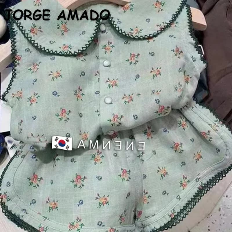 Nuovi vestiti estivi per ragazze Set senza maniche ricamo colletto Peter Pan gilet + pantaloncini a gamba larga bambino stile coreano vestiti per bambini E3990