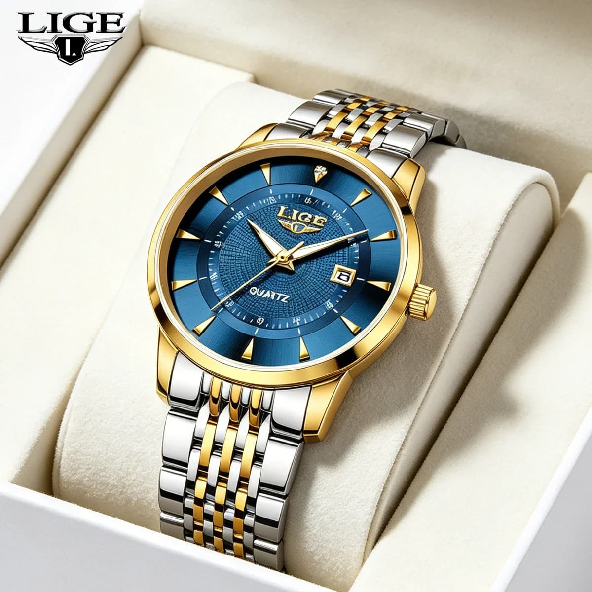 LIGE Nuovo 2025 Orologio da Uomo di Lusso Impermeabile in Acciaio Inossidabile con Data Luminosa, Orologio al Quarzo da Uomo Semplice e Casual alla Moda, con Scatola