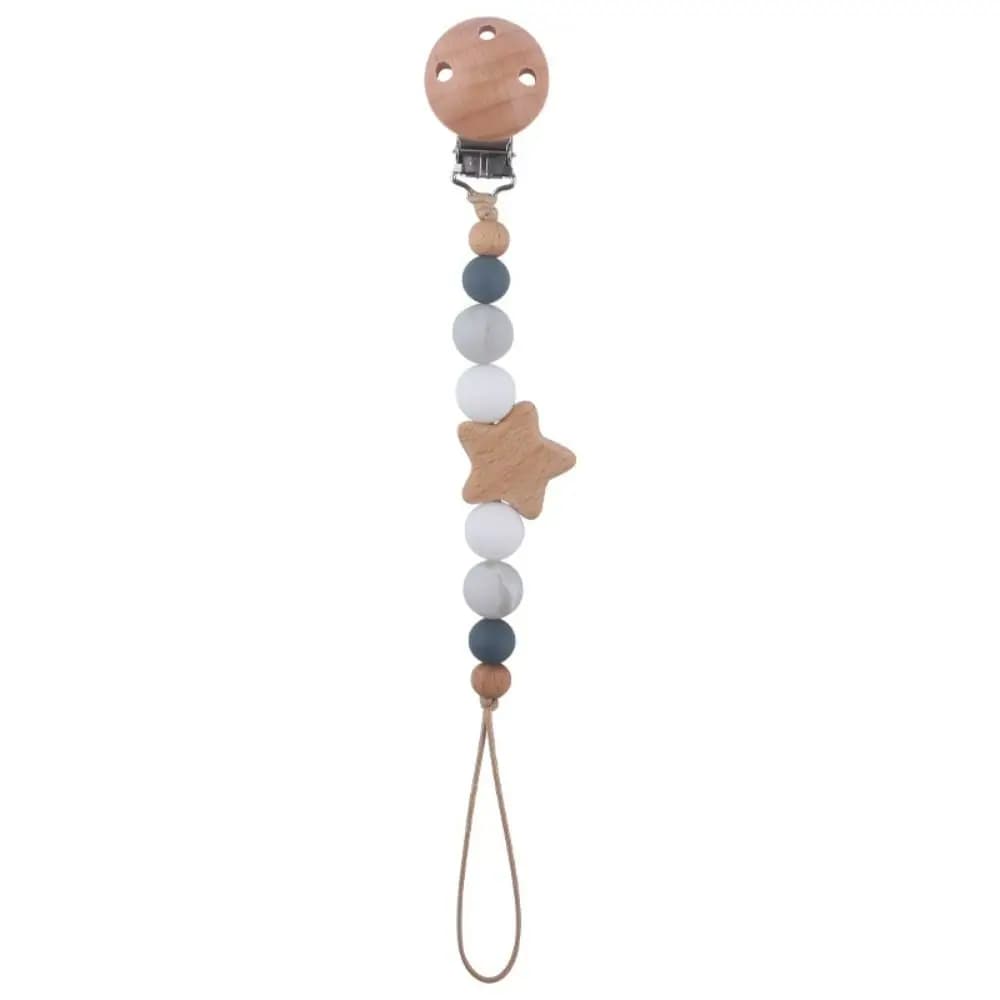 Simpatico legno per bambini Porta succhietto per bambini Catena per ciuccio per bambini Clip per ciuccio Massaggiagengive per bambini Cinghie Porta ciuccio Clip