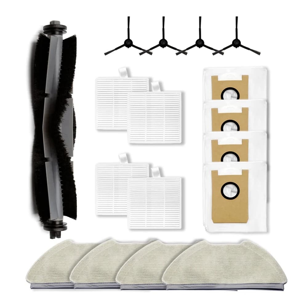 A36T-17-Set di accessori per aspirapolvere robot per Airrobo T20+, spazzola principale, filtro, spazzola laterale, panno per pulire, sacchetto per la polvere