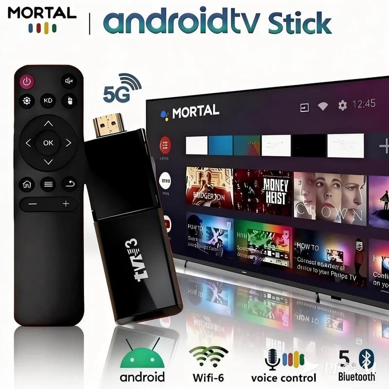 TVR3 8K HDR+ TV Stick Android 15 Wi-Fi 2.4G&5G Allwinner H313 Quad Core Smart TV Box Lettore Multimediale Streaming Set-top Box IPTV