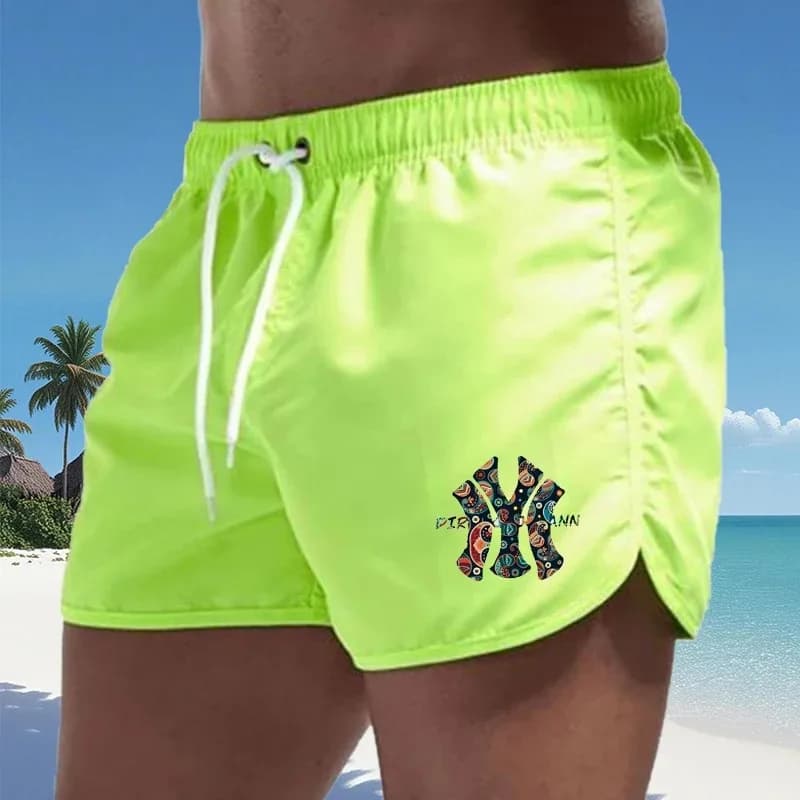 Costume da bagno da uomo estivo, pantaloncini stampati da spiaggia ad asciugatura rapida con tasche laterali