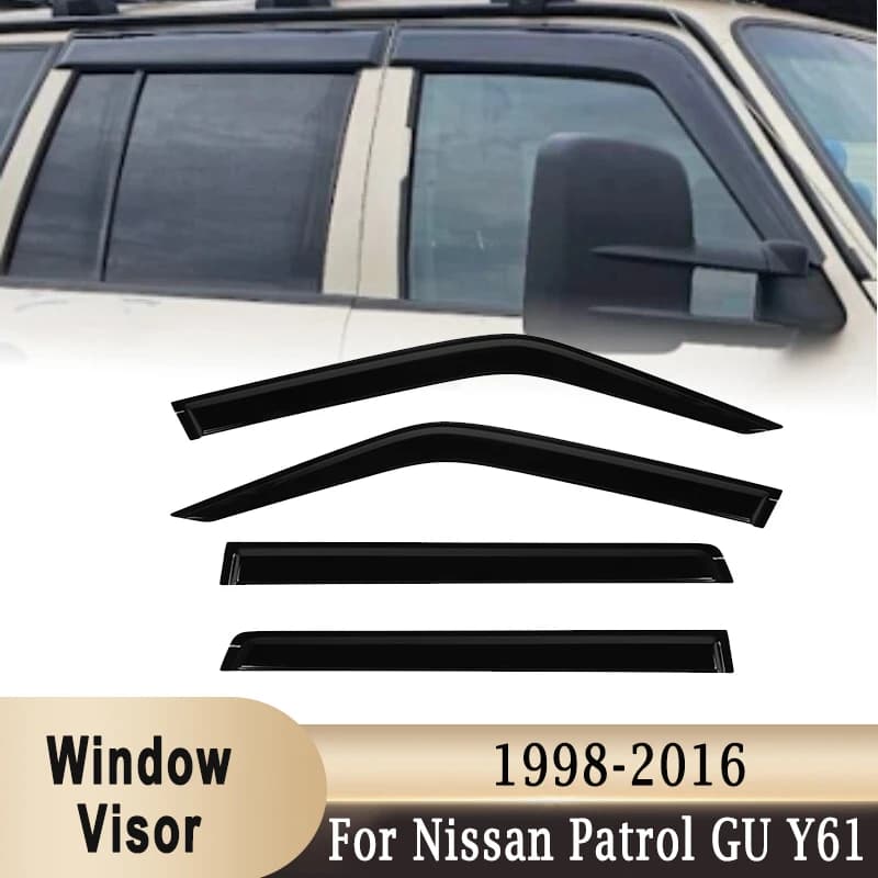 Deflettore per Finestrini Laterali, Protezione dalla Pioggia, Riparo dal Vento, Ventilazione per Nissan Patrol GU Y61 1998-2016