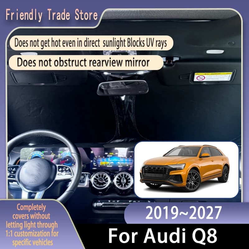 Parasole Anteriore per Auto Audi Q8 2019~2027, Tendina Parasole Pieghevole a 26 Sezioni, Protezione UV, Tenda Solare, Tenda Privacy, Accessori Auto