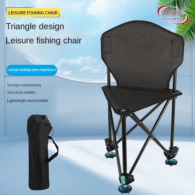 Ergonomic Adjustable Height Folding 3-Leg Stool Lightweight All-Terrain Portable Fishing Chair for Beach BBQ Outdoor Activities