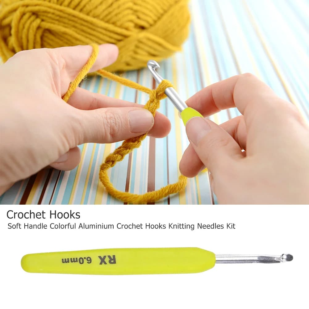16pcs Sewing Needles Kit Soft Handle Plastic Thread Crochet Colorful with Storage Bag Handmade for Arthritic Hands Knitting Tool