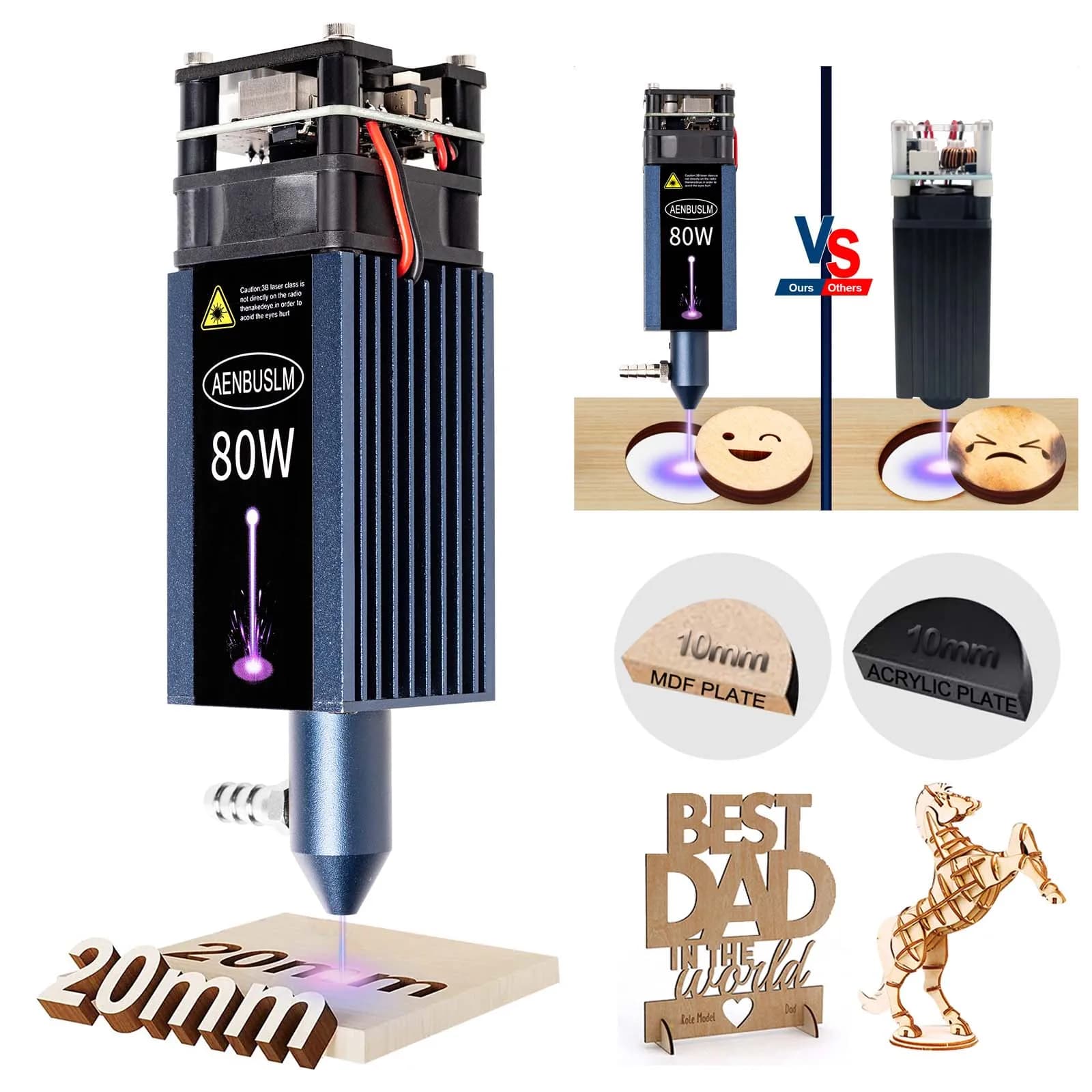 AENBUSLM 40W 80W Laser Engraving Head Blue Laser Module 450nm Laser Cutting Machine CNC Laser Engraver DIY Tools for Wood Processing