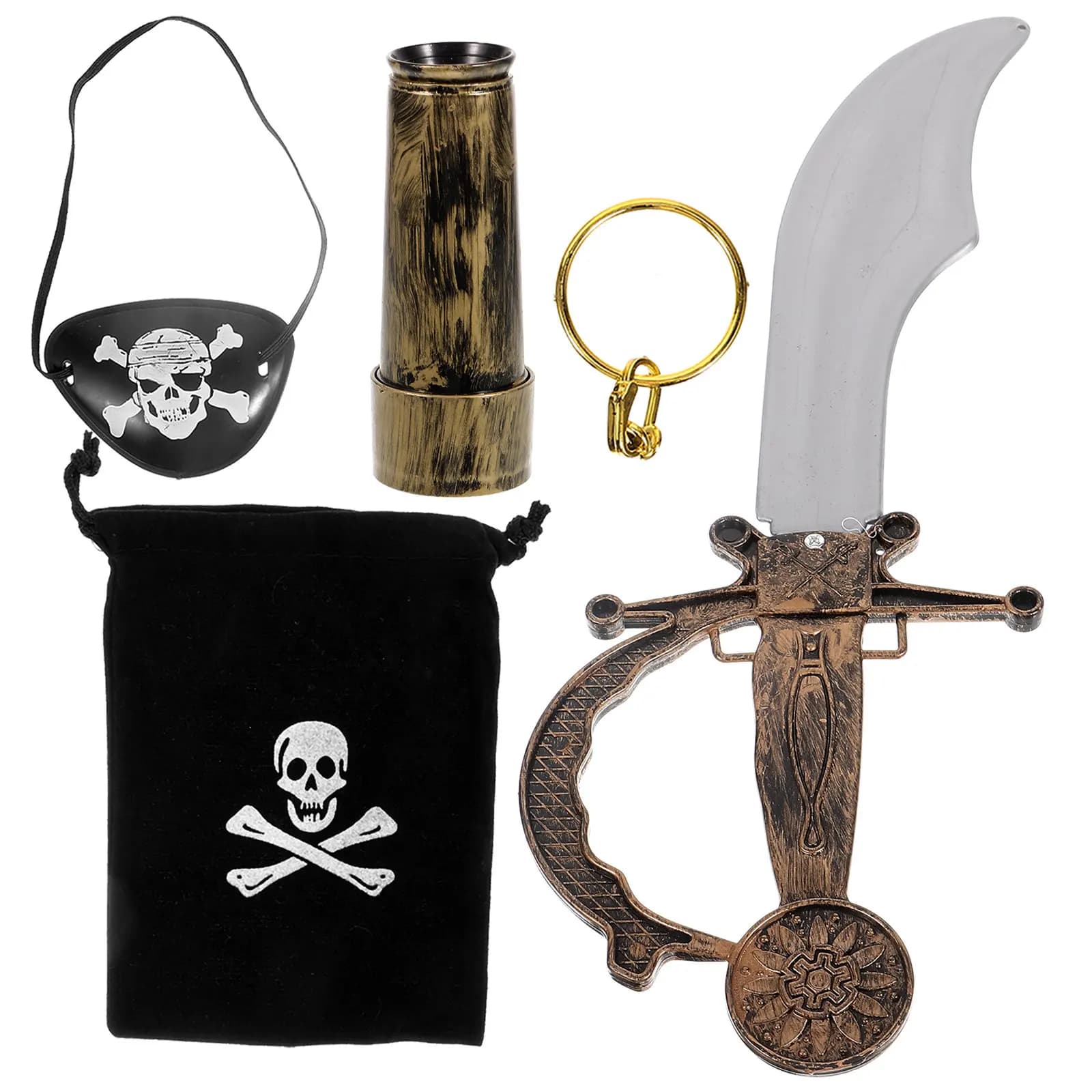 Set di 1 Gancio da Pirata con Telescopio, Accessorio Decorativo per Cosplay da Pirata, Oggetto di Scena Durevole per Feste e Foto, Costume di Halloween