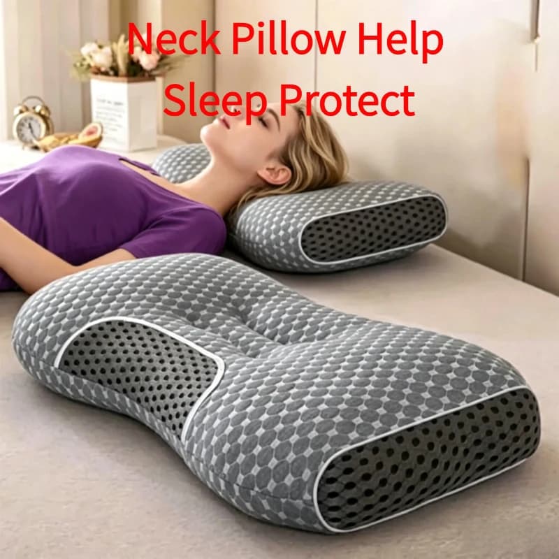 2 Cuscini Cervicali Grigi, Cuscino Ortopedico in Fibra di Soia per Massaggio e Sonno, Cuscino di Supporto per il Collo per Casa e SPA