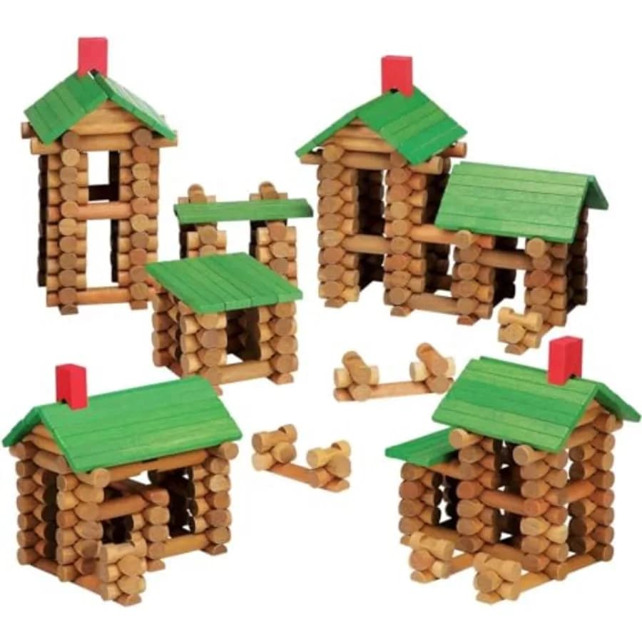 Set di Costruzione Casa in Legno da 450 Pezzi per Bambini, Kit di Costruzione STEM Classico con Blocchi di Legno Colorati per 3+ Anni