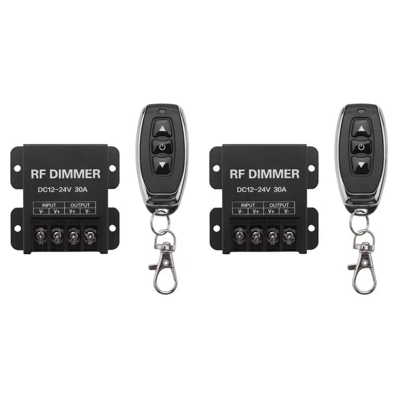 2X Dimmer LED RF 12V Wireless con Telecomando a 3 Tasti, DC 12V-24V 30A 720W per Strisce LED Monocolore 5050
