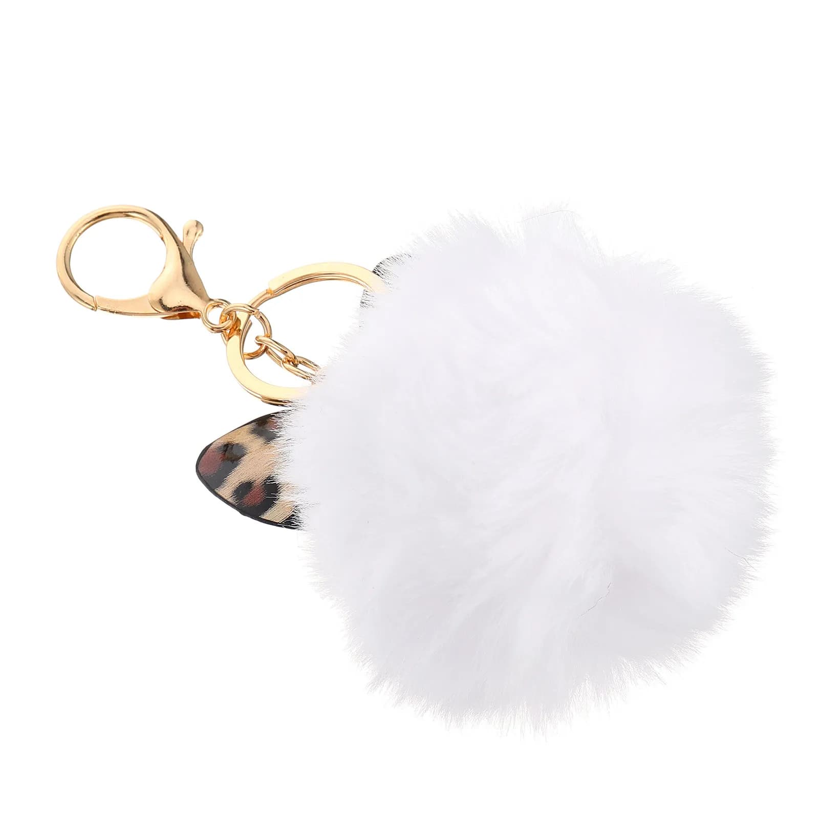 Portachiavi con Ciondolo a Palla Pelosa con Stampa Leopardata, Accessorio Elegante per Borsa, Regalo per Donne