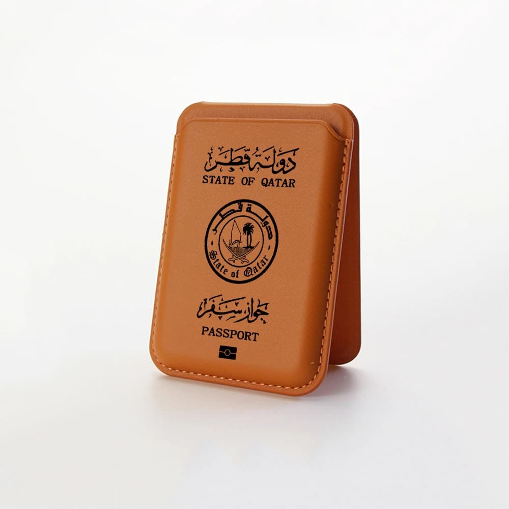 Aggiornamento Borsa per carte magnetiche Staffa nascosta per iPhone 16 15 14 13 Passaporto Qatari Porta carte in pelle per custodia Tasca Cover