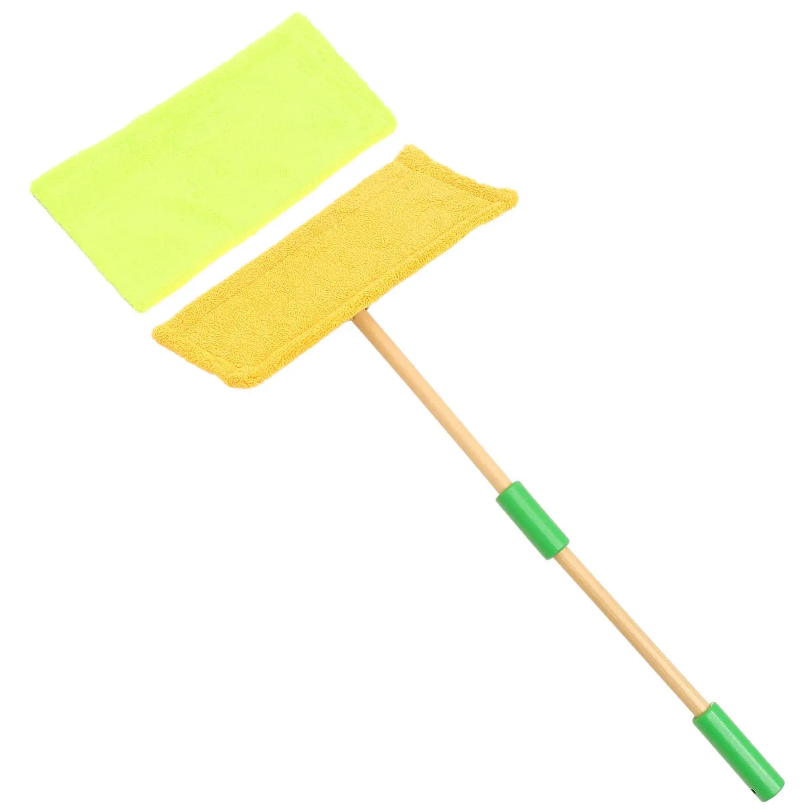 Set di Pulizia in Legno per Bambini, 1 Set, con Scopa Piccola Staccabile e Manico Piatto, Gioco Educativo di Simulazione per Interni ed Esterni
