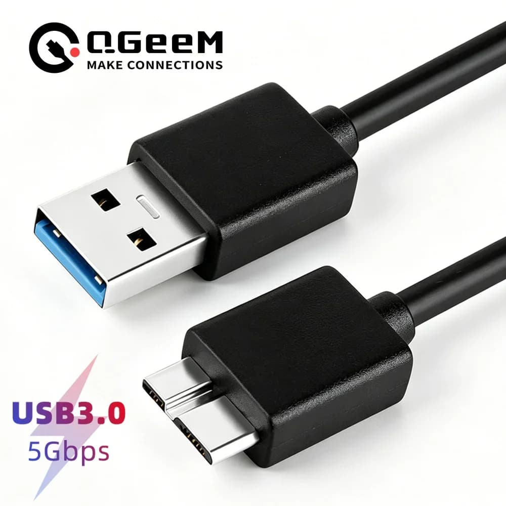 QGeeM USB 3.0 Micro Cable Type A to Micro B Cable For External Hard Drive Disk HDD Samsung Laptops Computuer USB HDD Data Cable