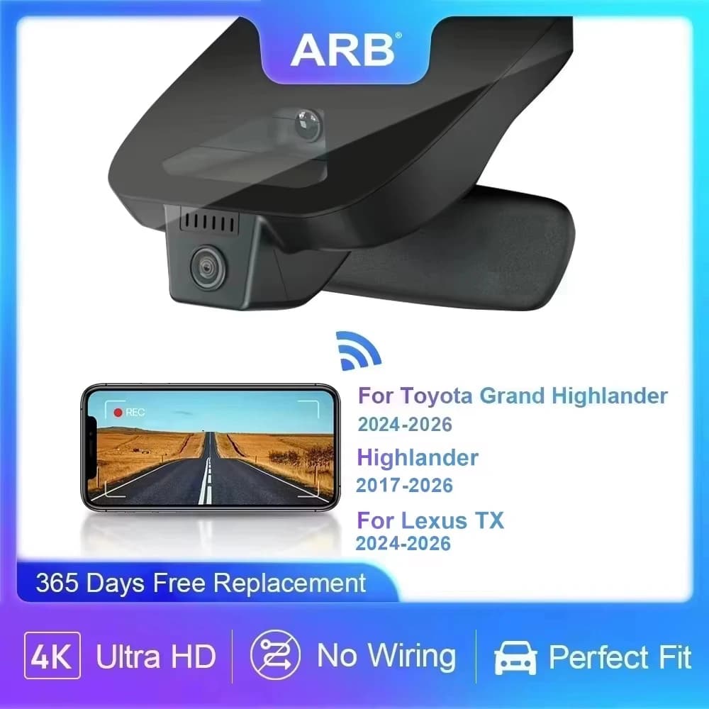 Per Toyota Grand Highlander Lexus TX 2024-2026 4K Dash Cam, per Highlander 3a 4a generazione 2017-2026, ARB OEM Car DVR WiFi