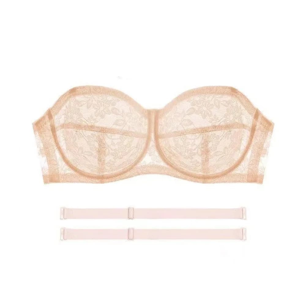 Reggiseno trasparente in pizzo sottile a rete Reggiseno invisibile senza cuciture antiurto aderente Lingerie anti-cedimento Regali di biancheria intima push up