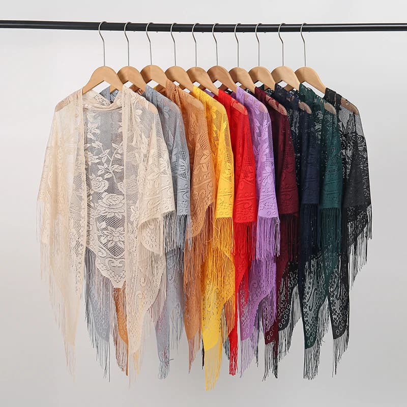 Nuovo ricamo sciarpa di pizzo scialle floreale triangolare velo scialle per le donne sciarpa del partito poncho da sposa stole fascia da donna avvolge
