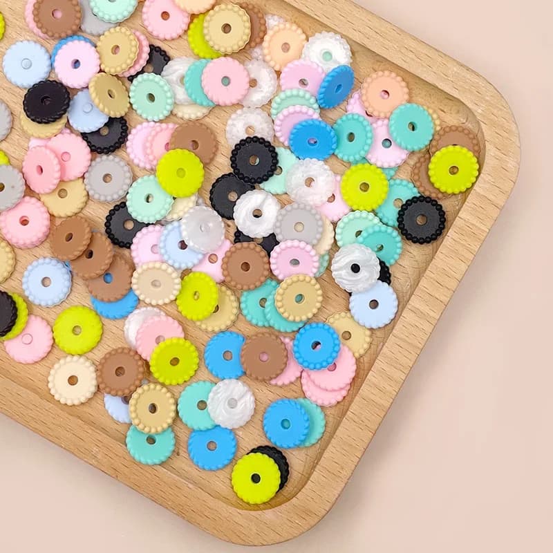 50 Pezzi Perline Piatte Rotonde Nuove in Silicone per Bambini, Accessori per Penne, Perline Piatte Rotonde in Silicone per Uso Alimentare, Perline Focali, Ingrosso