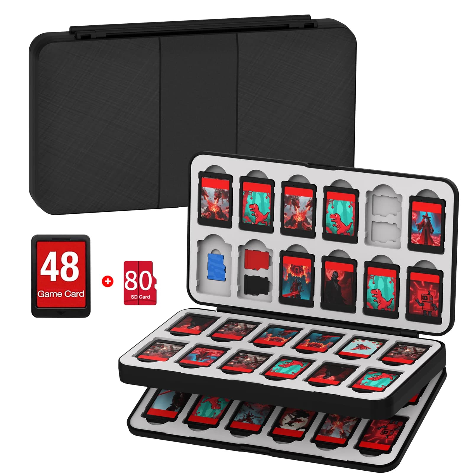 48 In 1 Switch Game Card Storage Case Magnetic Switch Game Card Box Game Accessories with Soft Silicone Lining