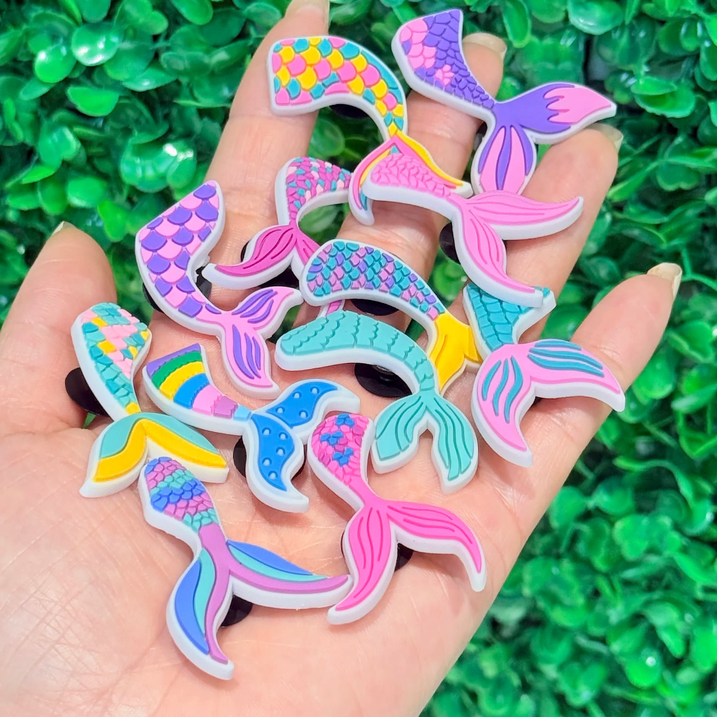 12-100 Pezzi Bellissimi Charm a Coda di Sirena per Scarpe, Decorazioni Fai-da-Te in PVC per Sandali, Accessori con Fibbia per Bambini e Donne, Regali per Feste