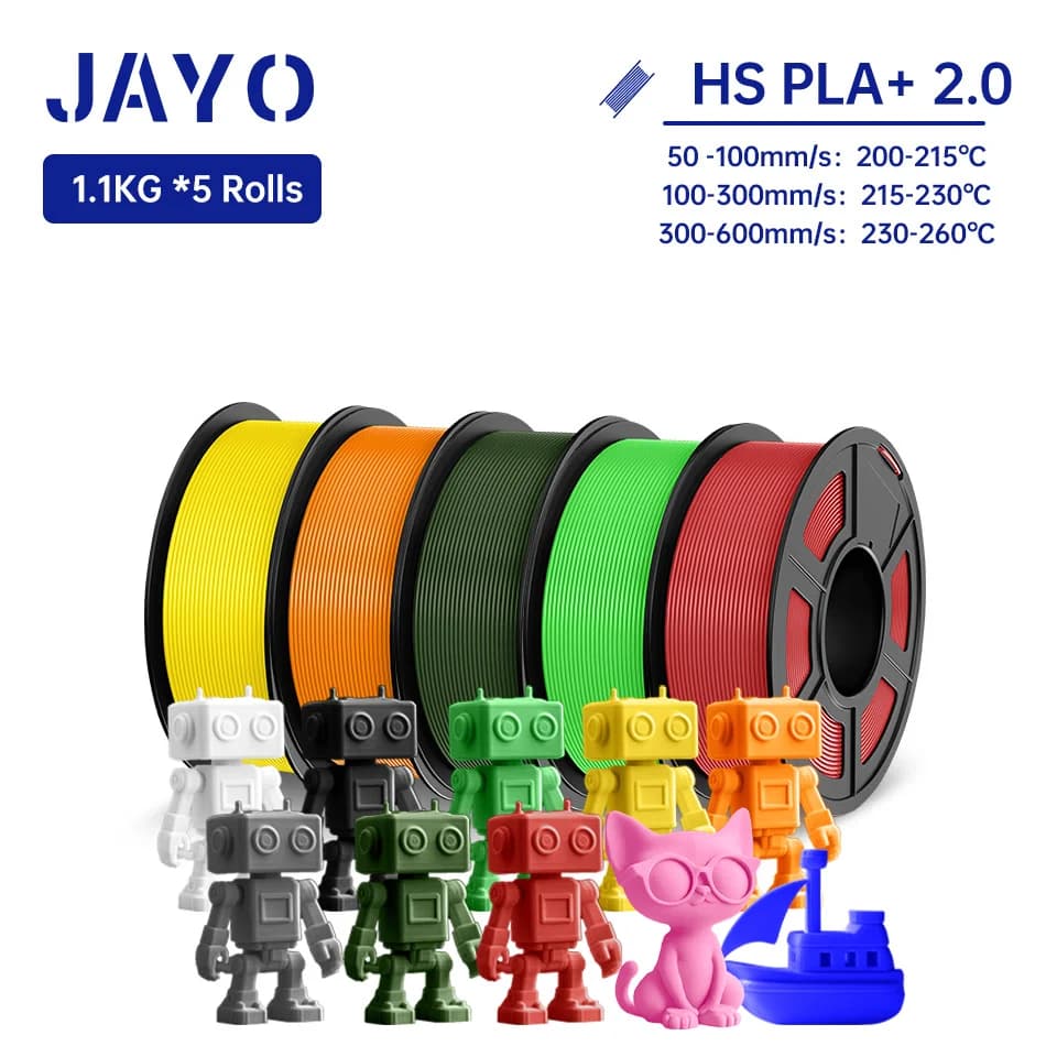 JAYO Filament PLA Plus 2.0 high speed 1,75 mm PLA Plus 2.0 Filament for 3D printer 600MM/S 5 rolls Filament for 3D printing