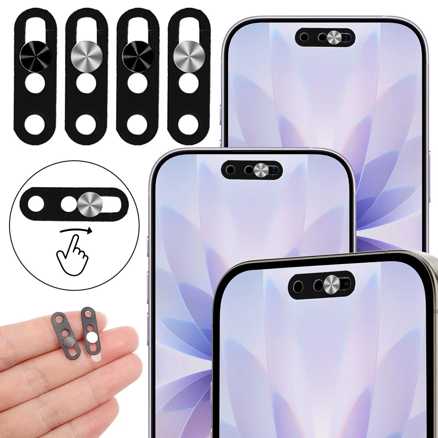 1/4 Pieces Metal Protective Cover Camera for iPhone 17 16 15 14 Pro Max, Anti-Spionage Sticker for Webcam