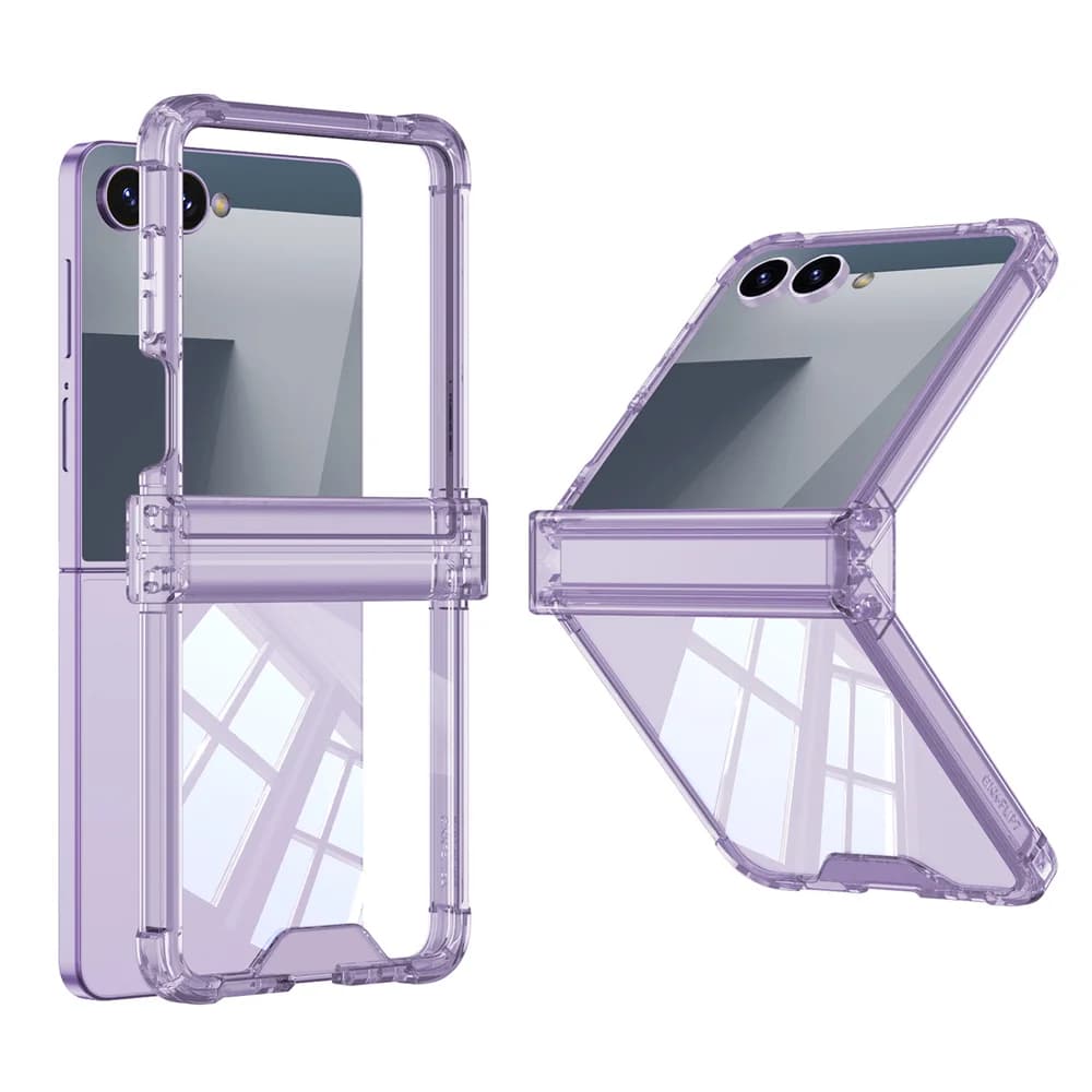 Transparent Hinged Protection Phone Case For Samsung Z Flip 8 7 6 zflip 5 4 3 5G Shockproof Bumper Armor Folding Back Cover