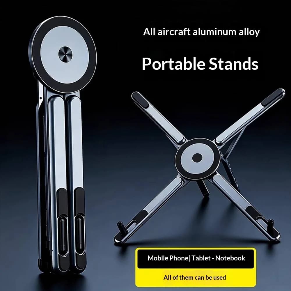 Supporto Magnetico Multifunzionale per Telefono, Asta Selfie Pieghevole, Treppiede Portatile da Scrivania per iPhone, iPad, Tablet, Laptop