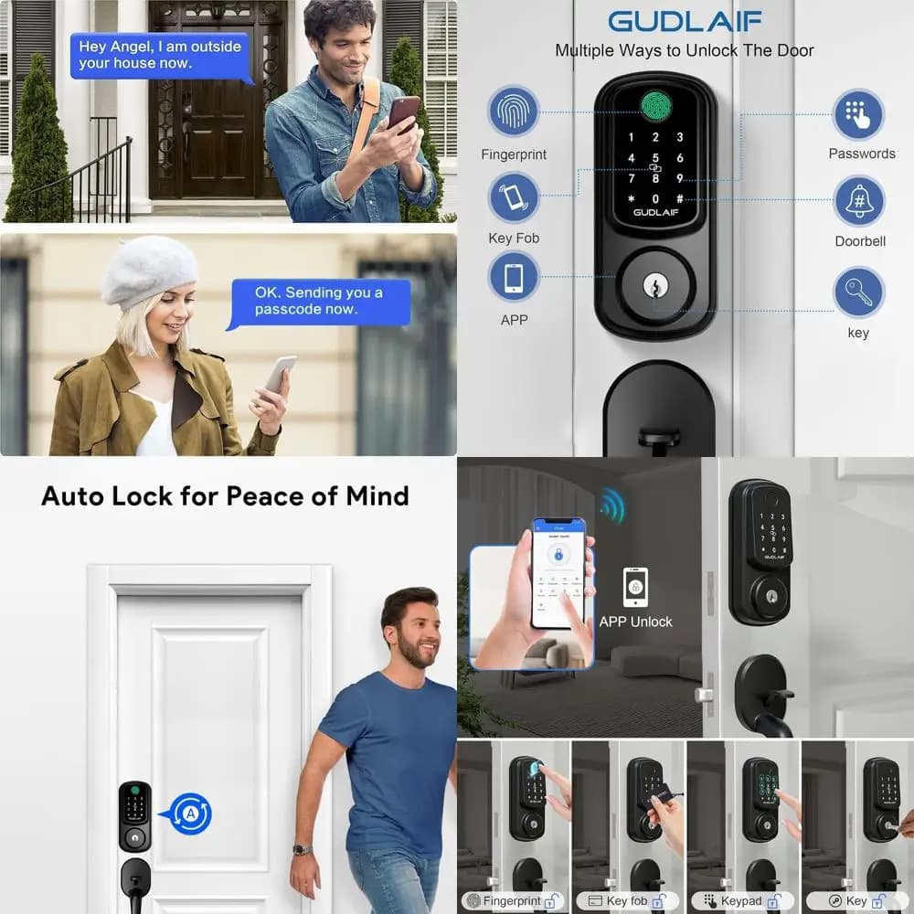 Serratura Intelligente per Porta con Maniglia, Accesso con Impronta Digitale, Compatibile con Alexa, Facile Installazione (Nero)