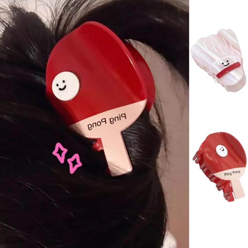 Unique sweet ping pong rack, small fairy hair claw clip, fork for anti-slip badminton for cartoons, woman decoration