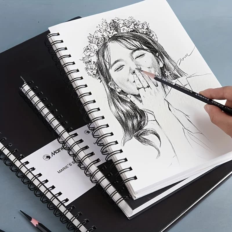 Marie's Sketch book 30 Sheets 98lb/160GSM,Sketch Pads for Drawing&Writing Spiral-Bound with Hard Cover,Sketchbook for Adults