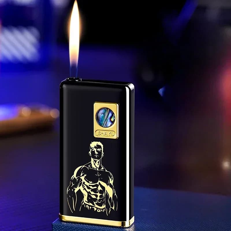 Creative True Color Shell Silent Button Open Fire Gas Lighter Replaceable Battery Lightweight Portable Electric Lighters