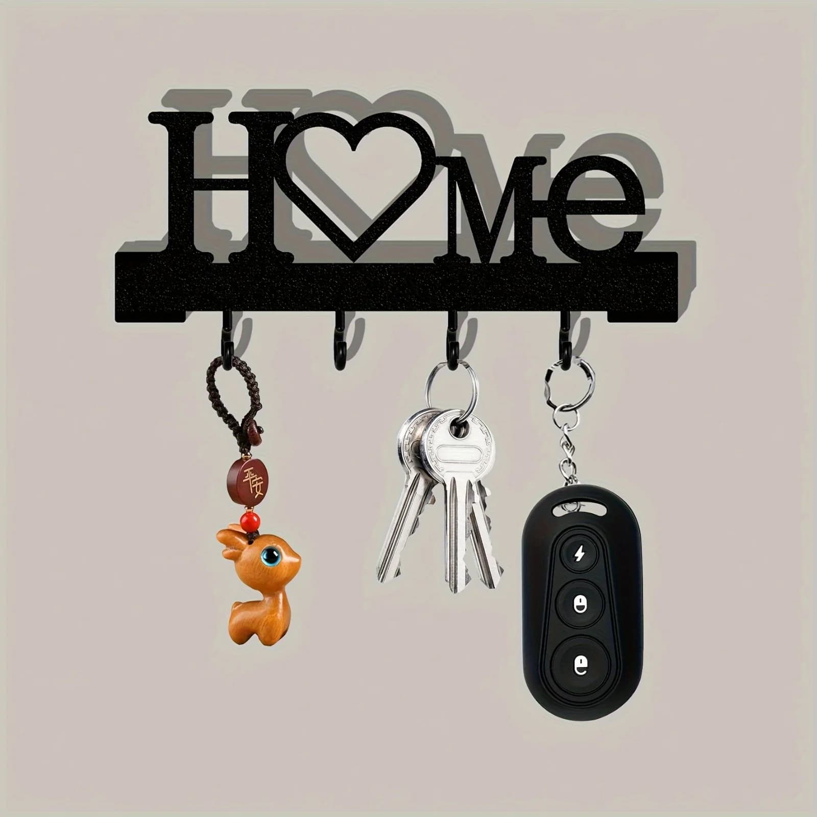Organizzatore da parete a forma di cuore con ganci, senza foratura, appendiabiti per ingresso, decorazione per la casa