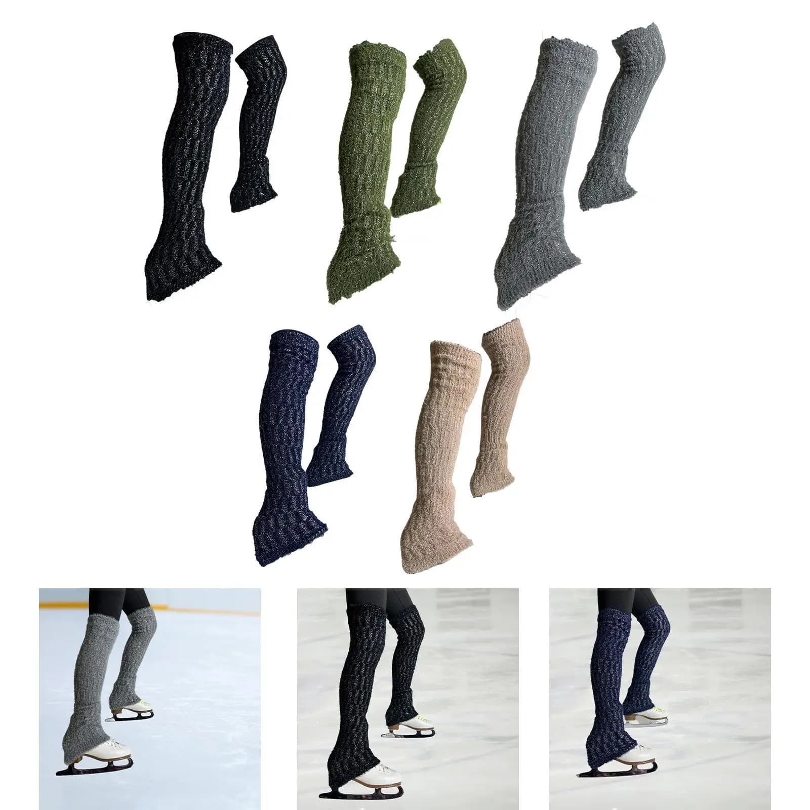 Scaldamuscoli per Pattinaggio Artistico, Abbigliamento Termico per Allenamento, Calze Lunghe in Maglia a Cavo per Pratica e Allenamento Femminile Invernale
