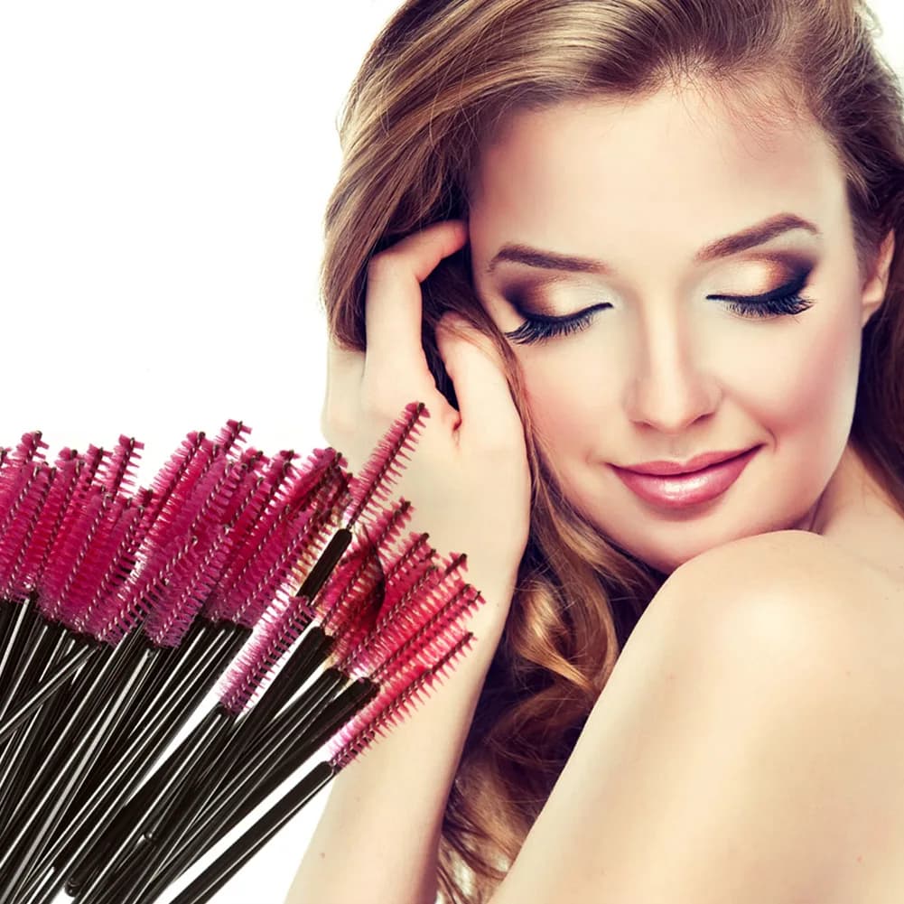 100Pcs Disposable Micro Eyelash Brush Mascara Wands Applicator Spoolers Eyebrow Comb brushes Eyelash Extension Makeup Kit