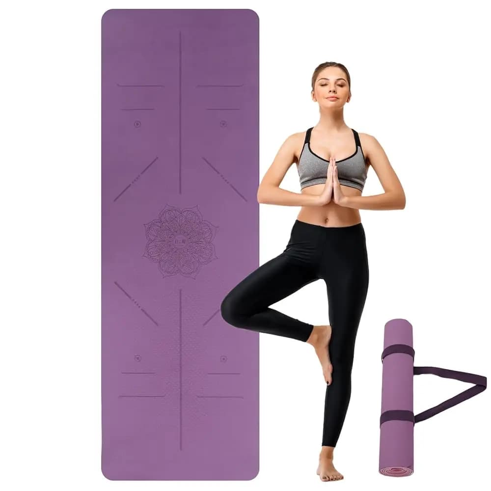 Tappetino Yoga Antiscivolo, Antistrappo, Spessore 0,24 Pollici, in TPE, per Donne e Uomini, 183x61 cm, Tappetino per Esercizi e Fitness con Cinghia di Trasporto