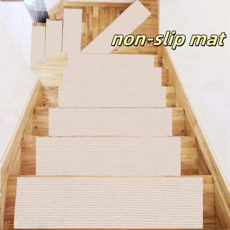 1Pc 80cm/31.49in Stairway Pedestrian Mats Self-adhesive Non-slip Carpets Water Absorption Stairs Mats Step Mats Safety Mute Mats Pads