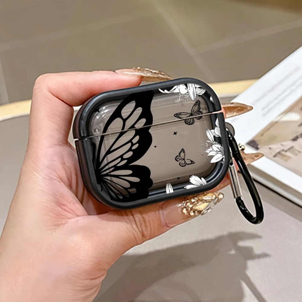 Custodia Protettiva Artistica a Tema Farfalla per Auricolari AirPods Pro 3/Pro 2/Pro, Cover Morbida Antiurto in TPU per AirPods 4/3/2/1