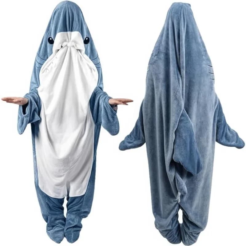 Cartoon Shark Covered with Women's Hood Kigurumi Children's Dress With Hot Flannel Hood Funny Homewear Shark Shack