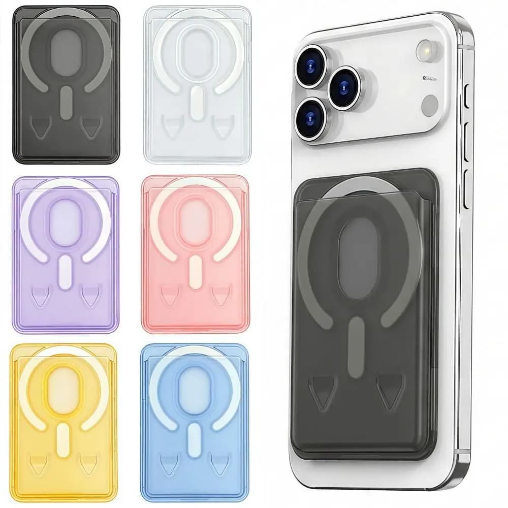 Portacarte Magnetico Trasparente in Acrilico Anti-graffio per MagSafe, Semplice Supporto per Telefono per iPhone 17 16 15 14 13 12 11