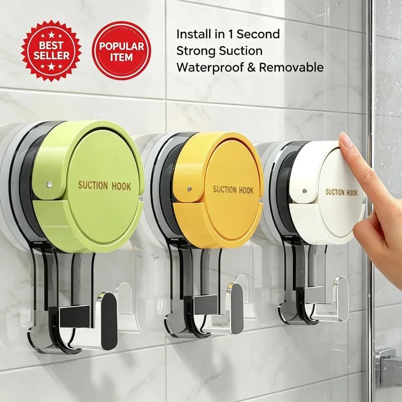 Strong Vacuum Suction Hooks Traceless No‑Drilling Adhesive Hooks for Home Bathroom Kitchen Toilet Door Back Areas