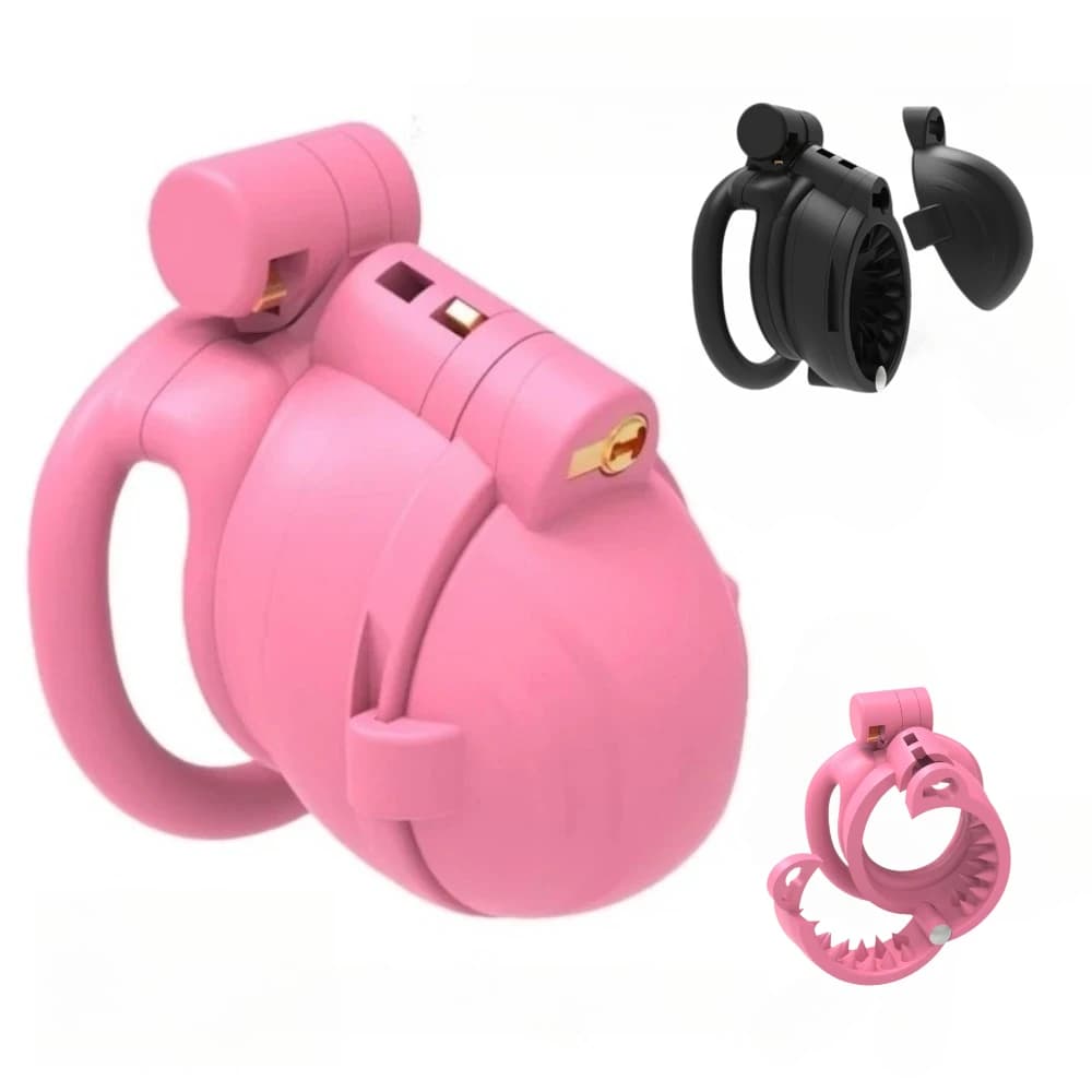 Wolf Teeth Male Chastity Cage with Removable Slide Cap Penis Rings Adult Sex Toy for Male Chastity Lock Sissy Male Cock Device