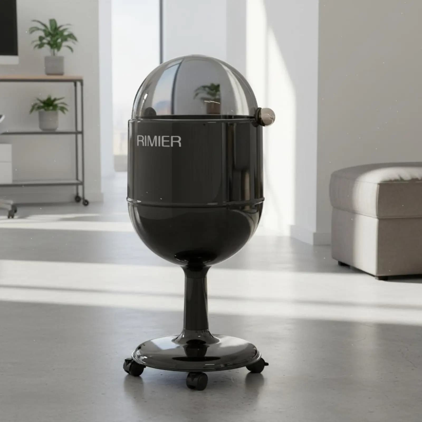 Space Capsule Waste Bin Large Capacity High-Leg Trash Can Pedestal Garbage Can Creative Design Home Decor Odor-Locking Closure