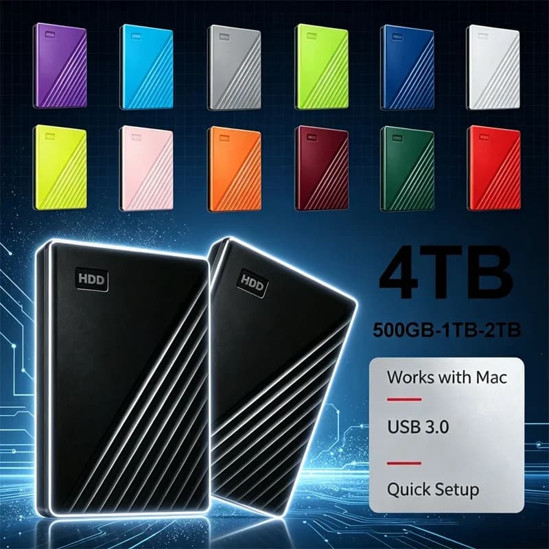 High‑Speed USB3.0 External Hard Drive Portable HDD 500GB 1TB 2TB 4TB Large Capacity Storage Hard Disk For Laptop PC Mac